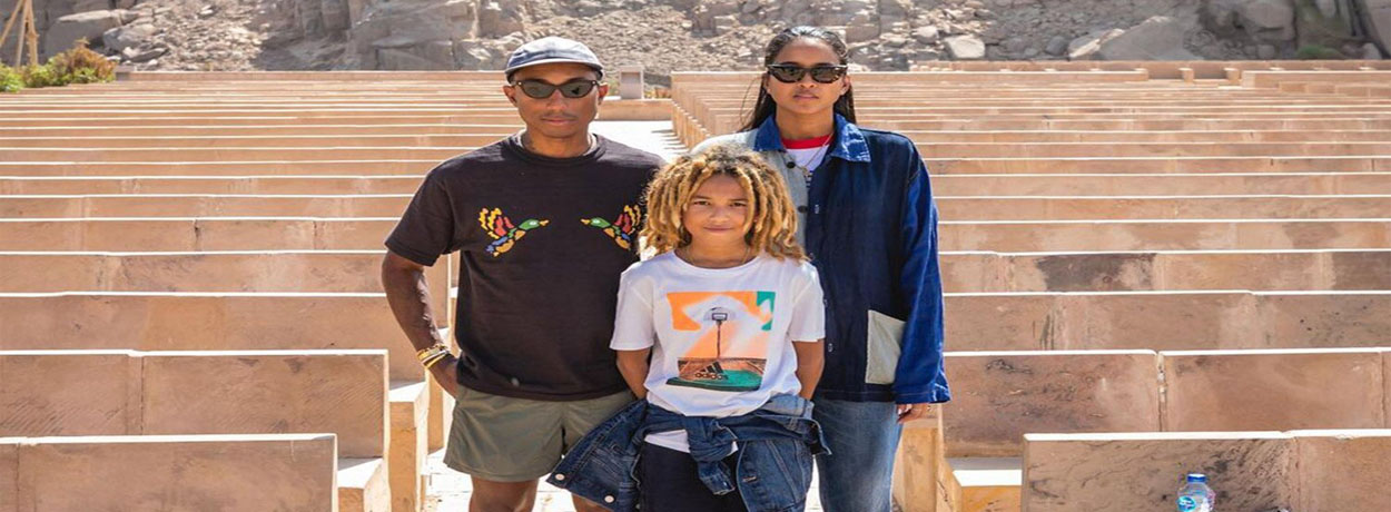 Pharrell Williams documents his adventures in Egypt at the foot of the pyramids